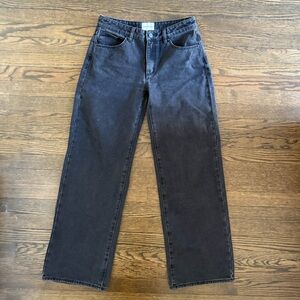 High-Rise Straight Leg Black Jeans